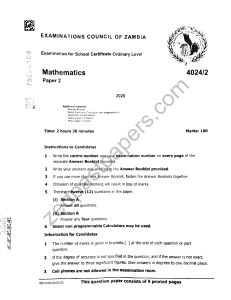 G12 Maths Paper P2 2020