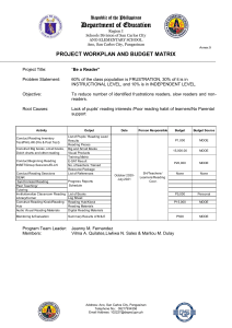 SIP Annex 9 Project Workplan   Budget Matrix
