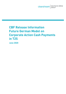 CBF CAsh payment T2S impact