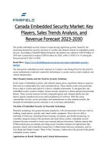 Canada Embedded Security Market Key Players, Sales Trends Analysis, and Revenue Forecast 2023-2030