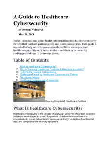 A Guide to Healthcare Cybersecurity