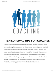 Ten Survival Tips For Coaches – Track Football Consortium