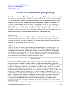 Research Papers in the Sciences