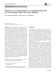 CBT for Anxiety in Youths: A Case Formulation Approach