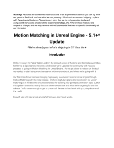 Motion Matching in Unreal Update