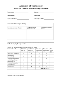 Rubric for Technical Report Writing Assessment for Student