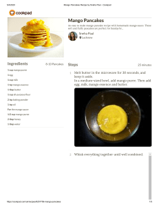 Cooking in English Mango Pancakes Recipe