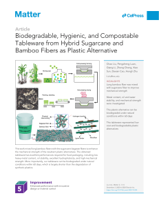 Biodegradable, Hygienic, and Compostable Tableware from Hybrid Sugarcane and Bamboo Fibers