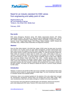 needf for-an standard for esd valves