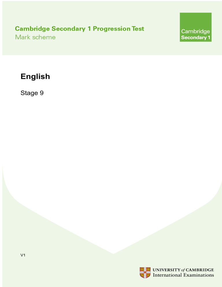 Stage 9 English Test Mark Scheme