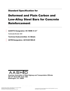 AASHTO M31-21 Deformed and Plain Carbon Low-Alloy Steel Bars for Concrete Reinforcement