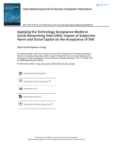 Applying the Technology Acceptance Model to Social Networking Sites SNS Impact of Subjective Norm and Social Capital on the Acceptance of SNS