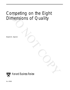 Competing on Quality: Eight Dimensions of Quality