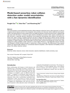 Model-based sensorless robot collisiondetection under model uncertaintieswith a fast dynamics identification
