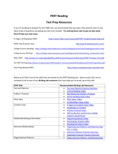 PERT Reading Test Resources List