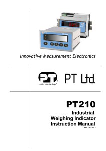 PT210 Industrial Weighing Indicator Instruction Manual