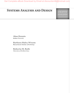 Systems Analysis and Design, 8e Alan Dennis, Barbara Wixom, Roberta Roth