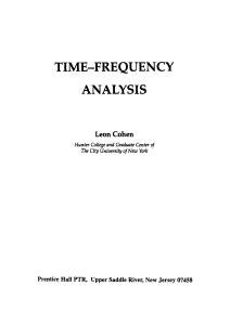 Time Frequency Analysis Leon Cohen
