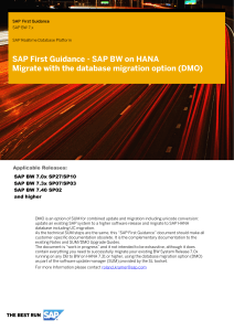 SAP First Guidance - DMO for BW on HANA 1.0 V1.82