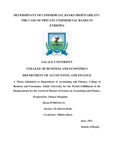 Determinant of private commercial bank profitability in Ethiopia
