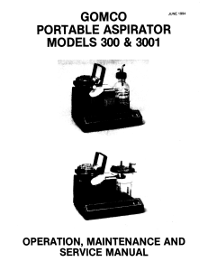 Gomco 300 3001 Aspirator Operation Maintenance Service Manual