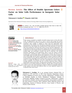 11- The Effect of Double Spectrum Colors Factor on Solar Cells Performance in Inorganic Solar Cells