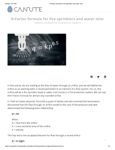 K-Factor formula for fire sprinklers and water mist