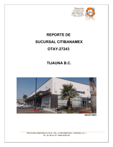 Reporte de acciones preventivas correctivas de Sucursal Banamex Otay 27243 Tijuana BC