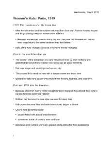 Women's Hats 1919 Paris (outline)