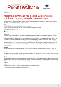 Assessment partnerships from the start: Building reflective practice as a beginning paramedic student competency
