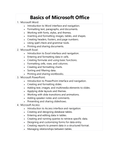 Basics of MS Office
