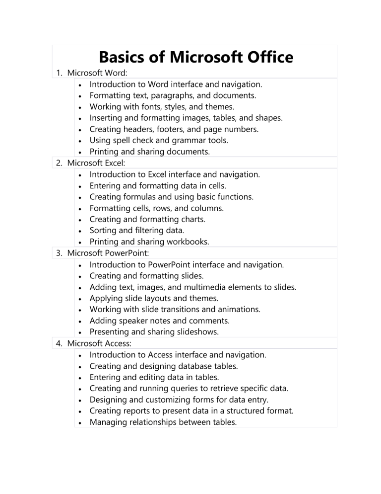 Basics Of MS Office