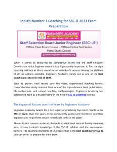 India’s Number 1 Coaching for SSC JE 2023 Exam Preparation