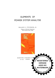 Elements of Power System Analysis 4th Ed. by William D. Stevenson, Jr.