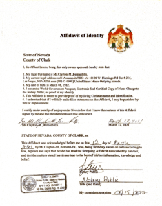 Affidavit of Identity All rights reserved