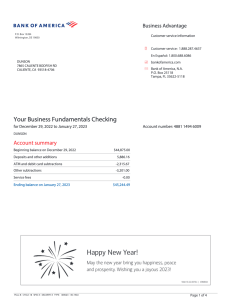 Bank of America Bank Statement template