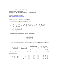 Lista exerc 7 MatII 2023 1 sistemas de equações