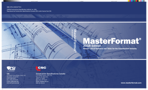 CSI Master Format DIVISIONS & TITLES - 2018 EDITION