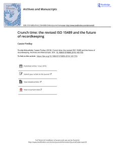 [Archives and Manuscripts 2018-may 04 vol. 46 iss. 2] Findlay, Cassie - Crunch time  the revised ISO 15489 and the future of recordkeeping (2018) [10.1080 01576895.2018.1451755] - libgen.li