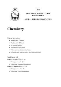 James Ruse 2020 Chemistry Prelim Yearly & Solutions