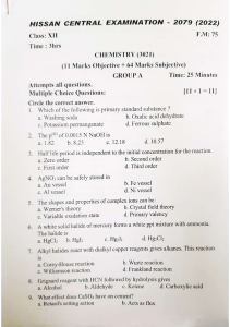 Chemistry Set 1 Class 12