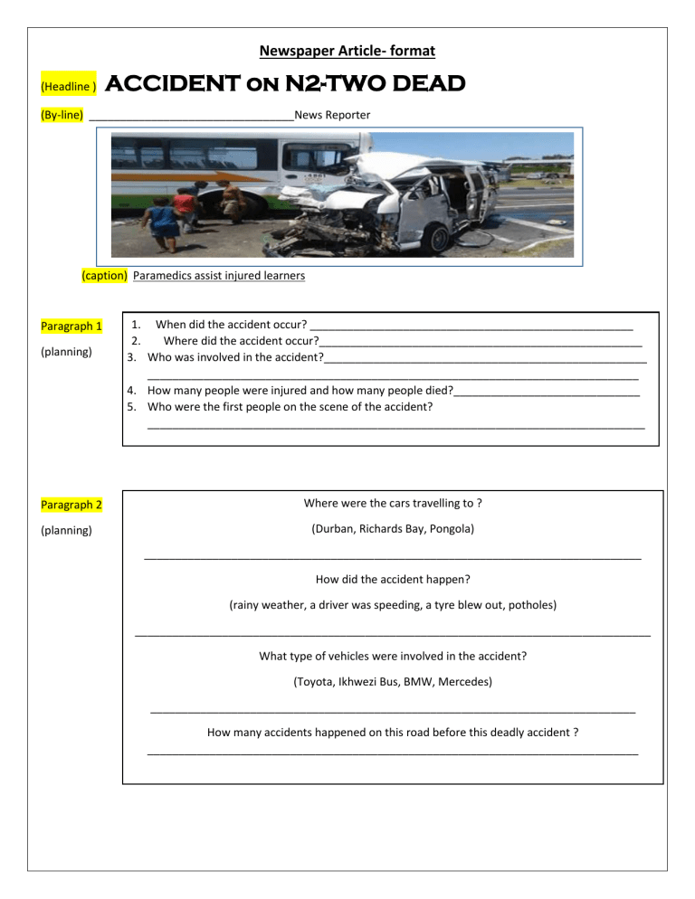 NewsPaper Article Format And Planning