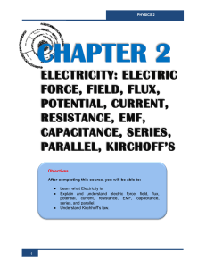 CHAPTER 2 -ELECTRICITY ELECTRIC FORCE, FIELD, FLUX, POTENTIAL, CURRENT, RESISTANCE, EMF, CAPACIT (1)