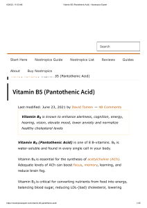 Vitamin B5 (Pantothenic Acid) - Nootropics Expert