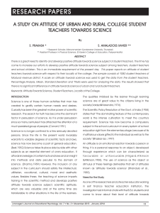 Urban & Rural Student Teachers' Attitude Towards Science