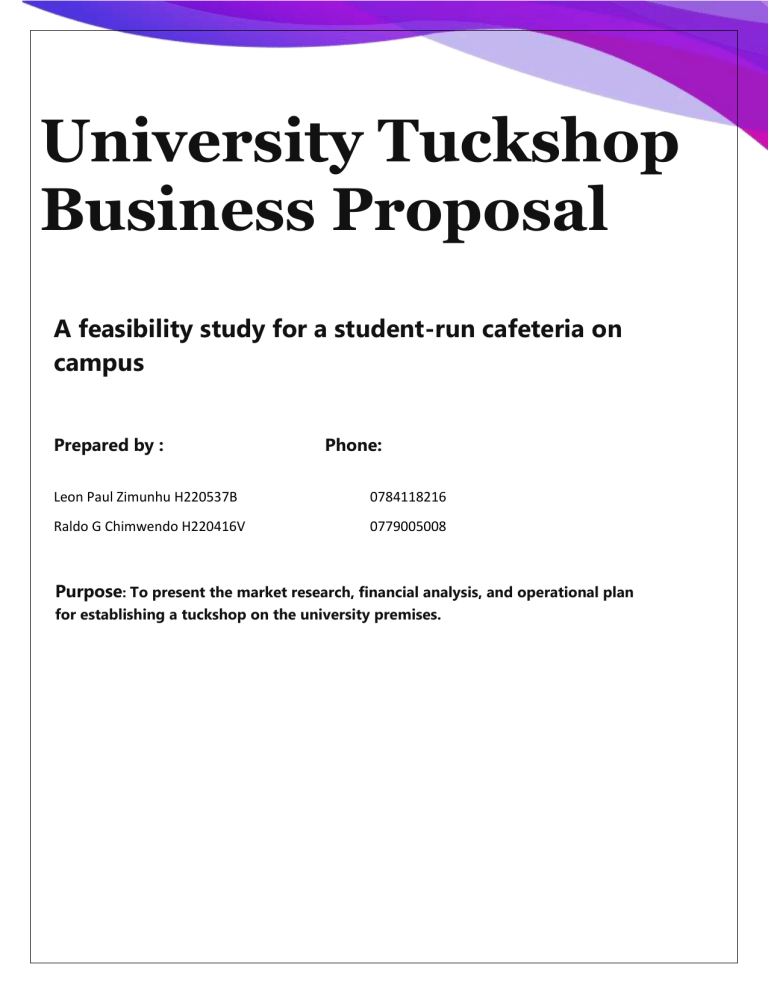 business plan for a school tuckshop