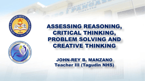 Asessing Reasoning, Critical Thinking, Problem-Solving and Creative Thinking - Secondary