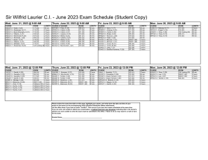 June 2023 Student Examination Schedule