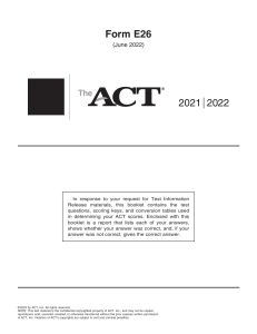 2022 June ACT Form E26 - Full PDF with answers and scoring (McElroy Tutoring)