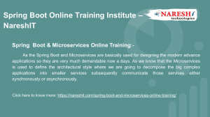 Spring Boot Online Training Institute – NareshIT